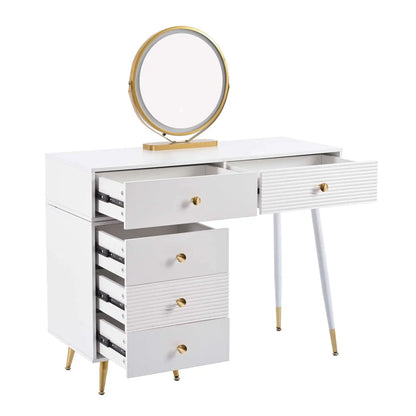 Kaptafel – Make-uptafel – Beautykast – Schminktisch – LED-Verlichting Met Drie Lichtstanden – Verstelbare Zijkasten - QUORE