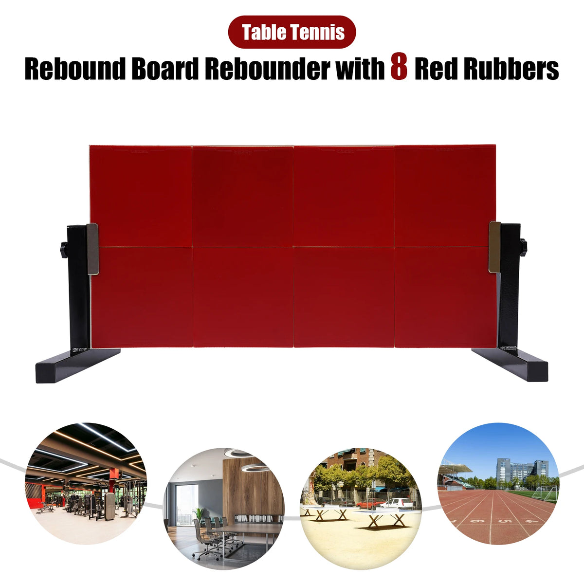 Tafeltennis Rebound Board - 2e Generatie Pingpong Return Board met 8 Rode Rubbers - Zelftrainingsapparatuur - Ping Pong - Tafeltennis Tafel - QUORE