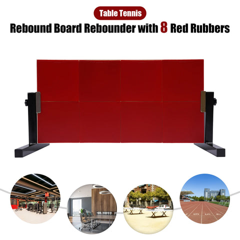 Tafeltennis Rebound Board - 2e Generatie Pingpong Return Board met 8 Rode Rubbers - Zelftrainingsapparatuur - Ping Pong - Tafeltennis Tafel - QUORE