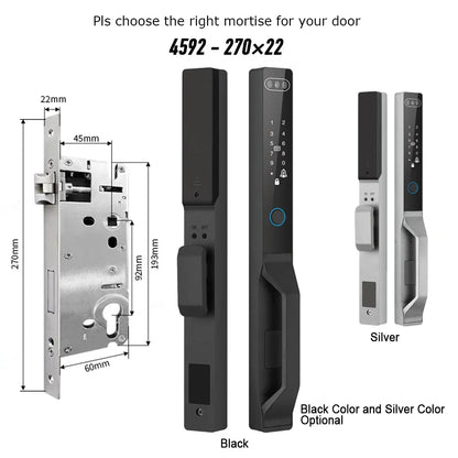 For Euro Mortise of 85/92 3D Face Recognition Smart Door Lock Tuya App Control IP68 Waterpoof Wifi Eletric Digital Smart Lock - QUORE