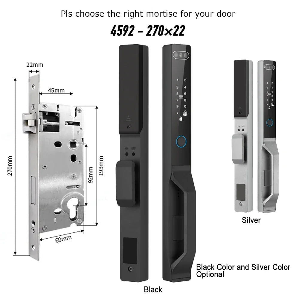 For Euro Mortise of 85/92 3D Face Recognition Smart Door Lock Tuya App Control IP68 Waterpoof Wifi Eletric Digital Smart Lock - QUORE