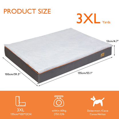 Hondenkussen - Hondenbed Orthopedisch - Gemaakt van Dikke Schuimkussen - Padded Pet Bed - met Wasbare en Waterdichte Hoes - Driedubbel Extra Groot