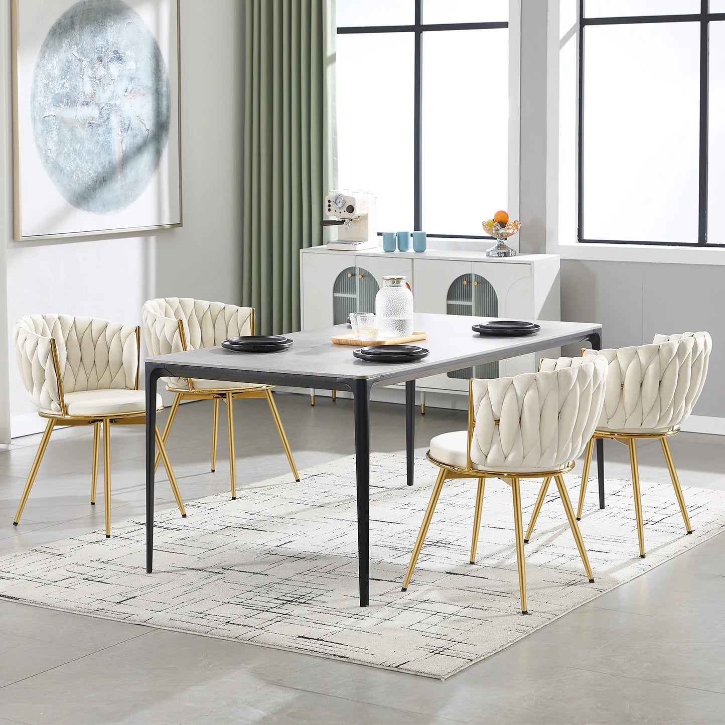 Draaibare Eetkamerstoelen – Velvet Stoel – Bureaustoel – Bijzetstoel – 360° Draaibaar – Ergonomisch Zitcomfort – Robuuste Metalen Poten
