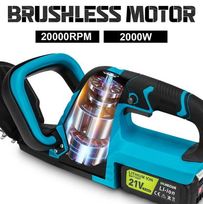 Heggenschaar - Heggenschaar Electrisch - Heggenschaar Accu - Heggenschaar Telescopisch - Brushless Heggenschaar – 20000RPM - Inclusief 2 Batterijen – Geschikt voor 18V Accu - QUORE