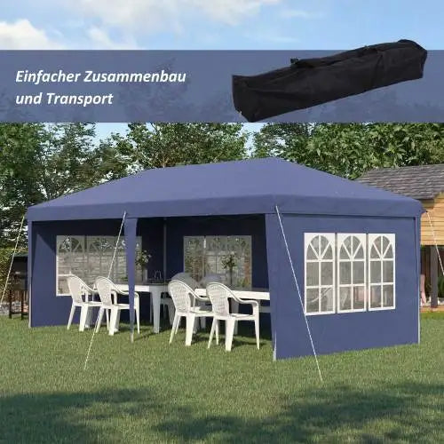 Partytent – Overkapping – Tent – Paviljoen – Luifel – 3 x 6 Meter – RVS Frame – UV-Bescherming - Blauw