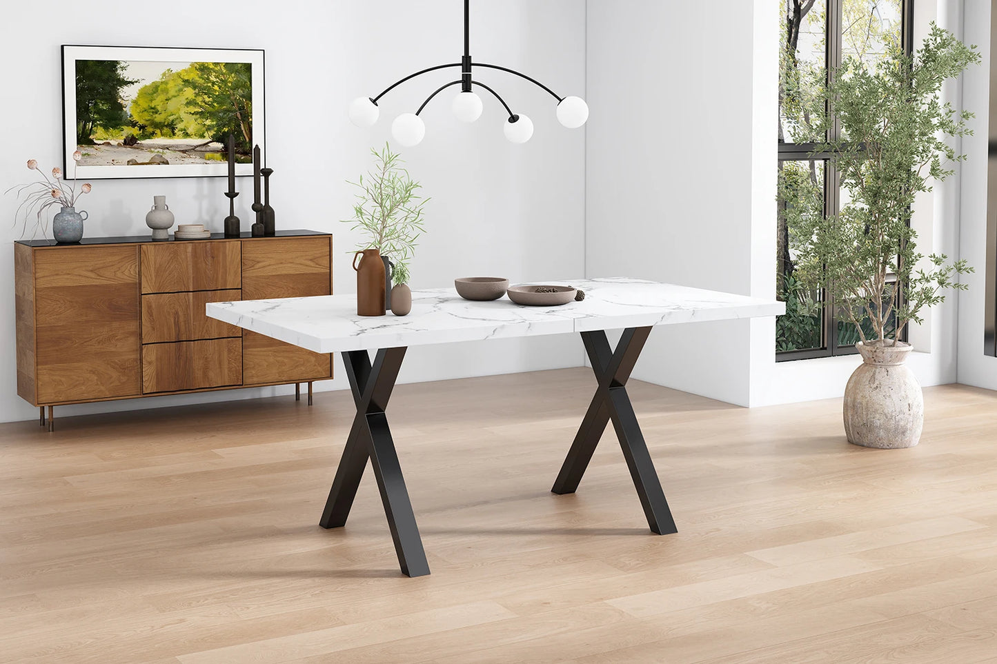Eettafel – Tafel – Salontafel – Eetkamertafel – Moderne Tafel – Stalen Frame – Marmeren MDF-Blad