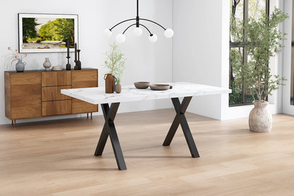 Eettafel – Tafel – Salontafel – Eetkamertafel – Moderne Tafel – Stalen Frame – Marmeren MDF-Blad