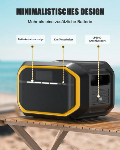 Powerstation - Stroomgenerator - Mini-Generator - Draagbare - Krachtcentrale - Extra batterij - LiFePO4 Batterij - voor Thuis - Tenten - Buiten - Kamperen - 1548Wh - 3500 mAh - 42 x 29.6 x 25.5 cm - Zwart/Geel