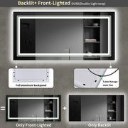 Badkamerspiegel LED – Badkamerspiegel - Badkamerspiegel met Verlichting - Dimbaar - Anti-condens – Backlit - Voorverlichting – Geheugenfunctie – Frameloos – XL - Wandmontage - 55x28 inch