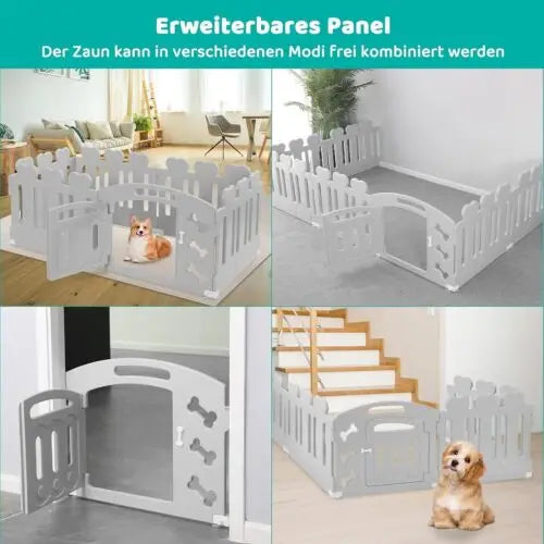 Dog Pen, H60cm, 3/5/7+1 Panels, with Lockable Door, Recycled Plastic,Puppy Enclosure,For Rabbit Runs, Indoors, Outdoors, Playpen - QUORE