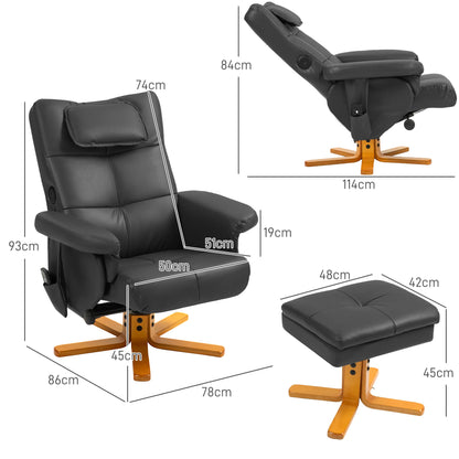 Relaxfauteuil – Relaxstoel – Massagestoel – Fauteuil Met Voetenbankje – Verstelbare Rugleuning – Massagefunctie – USB Aansluitingen