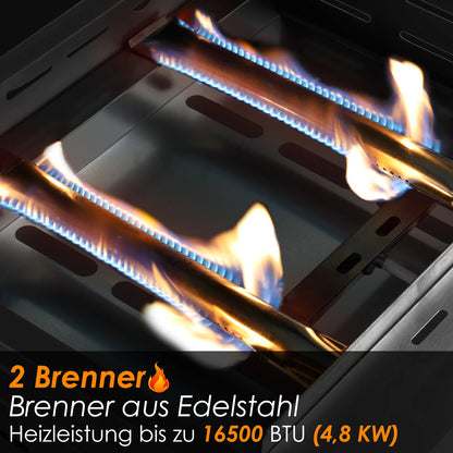 3-Pits Gasbarbecue – Compacte Grill – Tafelbarbecue – Buitenbarbecue – Gietijzeren Grillplaat 57x36 Cm – Roestvrijstalen Branders – Inklapbare Poten
