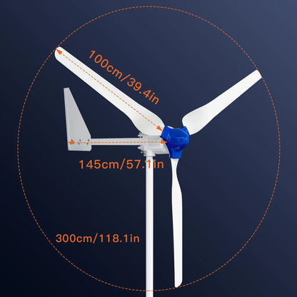 Windturbine - Windmolen - Windturbine Generator - Windenergie - 5000W - 48V - Met Alleen Windturbine - 3 Messen - Stille en Efficiënte Energieoplossing - voor Thuisgebruik