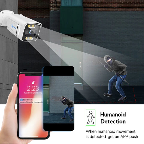 Beveiligingscamerasysteem - met 8 CH POE HD NVR - 5 Megapixels - 4 camera's - QUORE