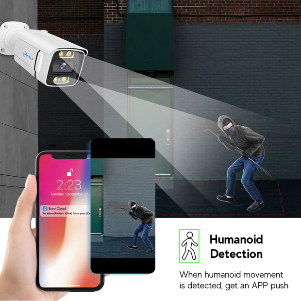 Beveiligingscamerasysteem - met 8 CH POE HD NVR - 5 Megapixels - 4 camera's - QUORE