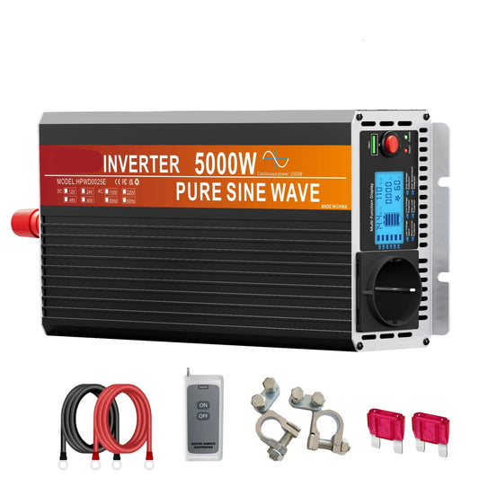 Zuivere Sinus Omvormer – Sinusgolf Omvormer – 12V Naar 220V – Mobiele Omvormer – 5000W Nominaal