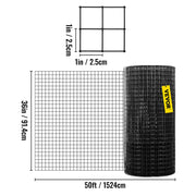 Kippengaas - Tuin Afrastering - Tuin Gaas - Gelast - Vinyl Gecoat - 36in x 50ft - Zwart Hardwaredoek & Gaas