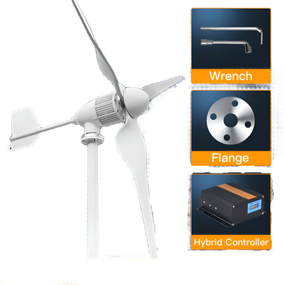 Windturbine – Horizontale As – 6KW Windgenerator – Windenergie Systeem – Duurzame Energie – Laag Aanvangsvermogen – Aluminium Behuizing - 6000W - 48V - Met Wind Hybride Besturing - QUORE