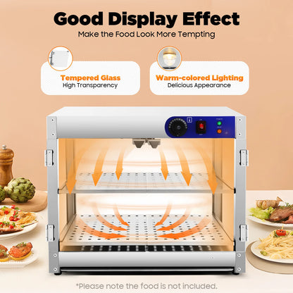 Warmhoudkast – Warmhoudkast Horeca – Voedselverwarmer – Snackverwarmer – Roestvrij Staal – 800 Watt – Dubbel Plateau