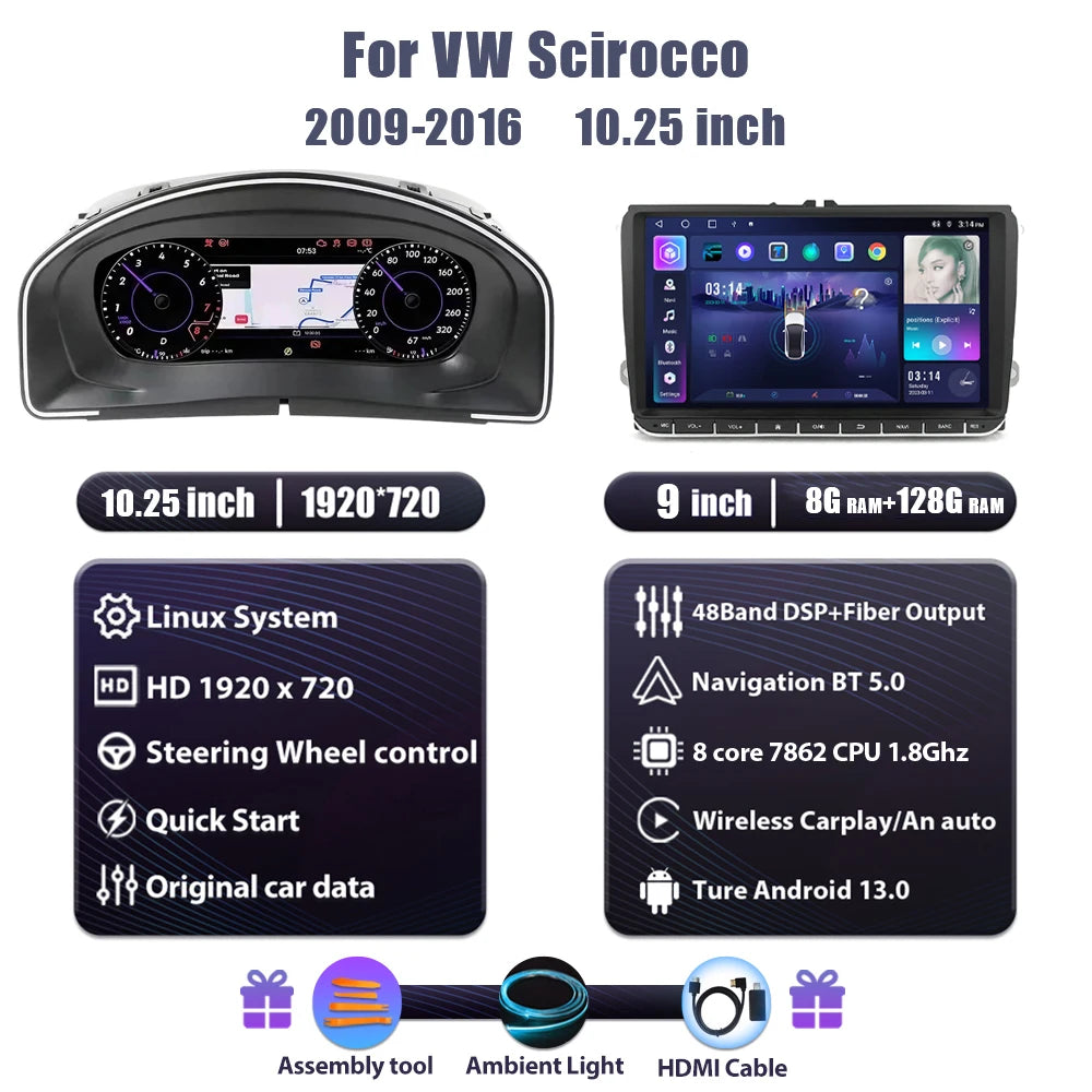 Lcd Dashboard – Digitaal Instrumentenpaneel – Auto Display – Elektronisch Paneel – Android Multimedia – 10,25 Inch HD IPS Scherm – Snelle T5 1.5 GHz Processor