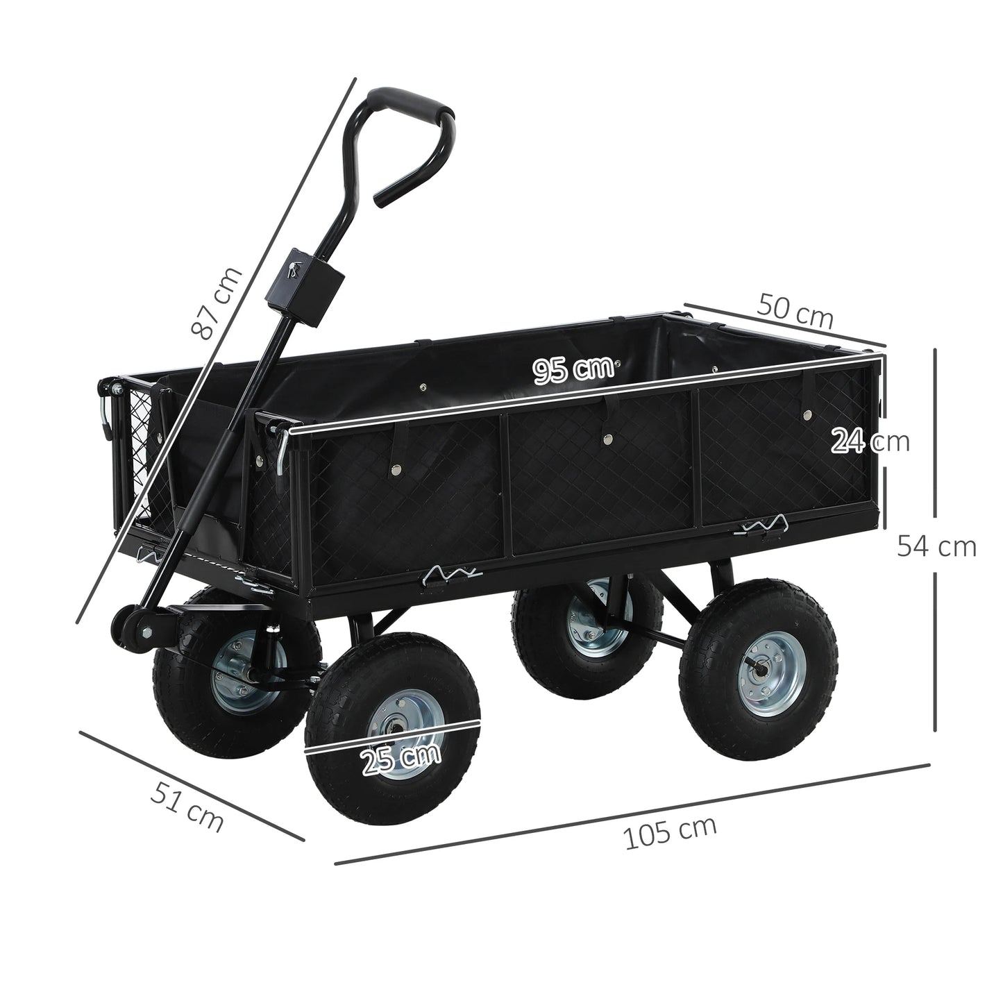 Bolderwagen – Bolderkar – Transportwagen – Trolley – Stevige Stalen Constructie – 114 Liter Inhoud – 300 Kg Draaggewicht