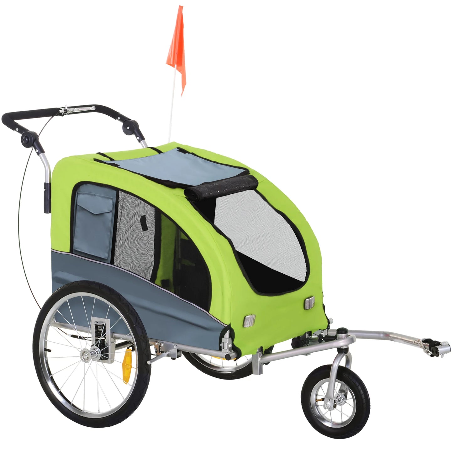 Fietskar - Fietsaanhanger - Transportaanhanger - met 6 Rode Reflectoren - Draagkracht 40kg - Inklapbare Aanhanger - Dekzeil - Veiligheidsvlag - Perfect voor Dagelijks Transport - Metalen Frame - Oxford-doek - 130 x 90 x 110 cm - Groen