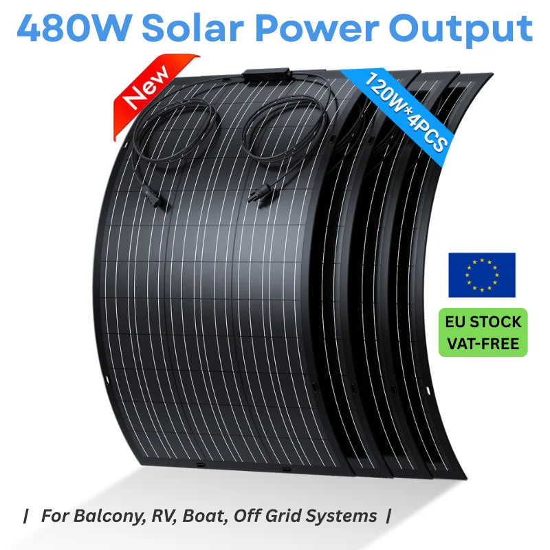 240W Flexibel Zonnepaneel Kit – Flexibele Zonnecellen – Opvouwbaar Zonnepaneel – Solar Panel Set – Zonne-energiekit – Lichtgewicht & Weerbestendig – Hoog Rendement 18,6%