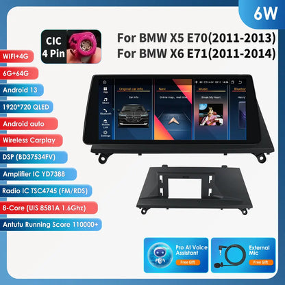 AI Intelligent Player 2 Din Android Car Radio Multimedia Video Player for BMW X5 E70 X6 E71 CCC CIC GPS Navi Carplay Auto 4G RDS - QUORE