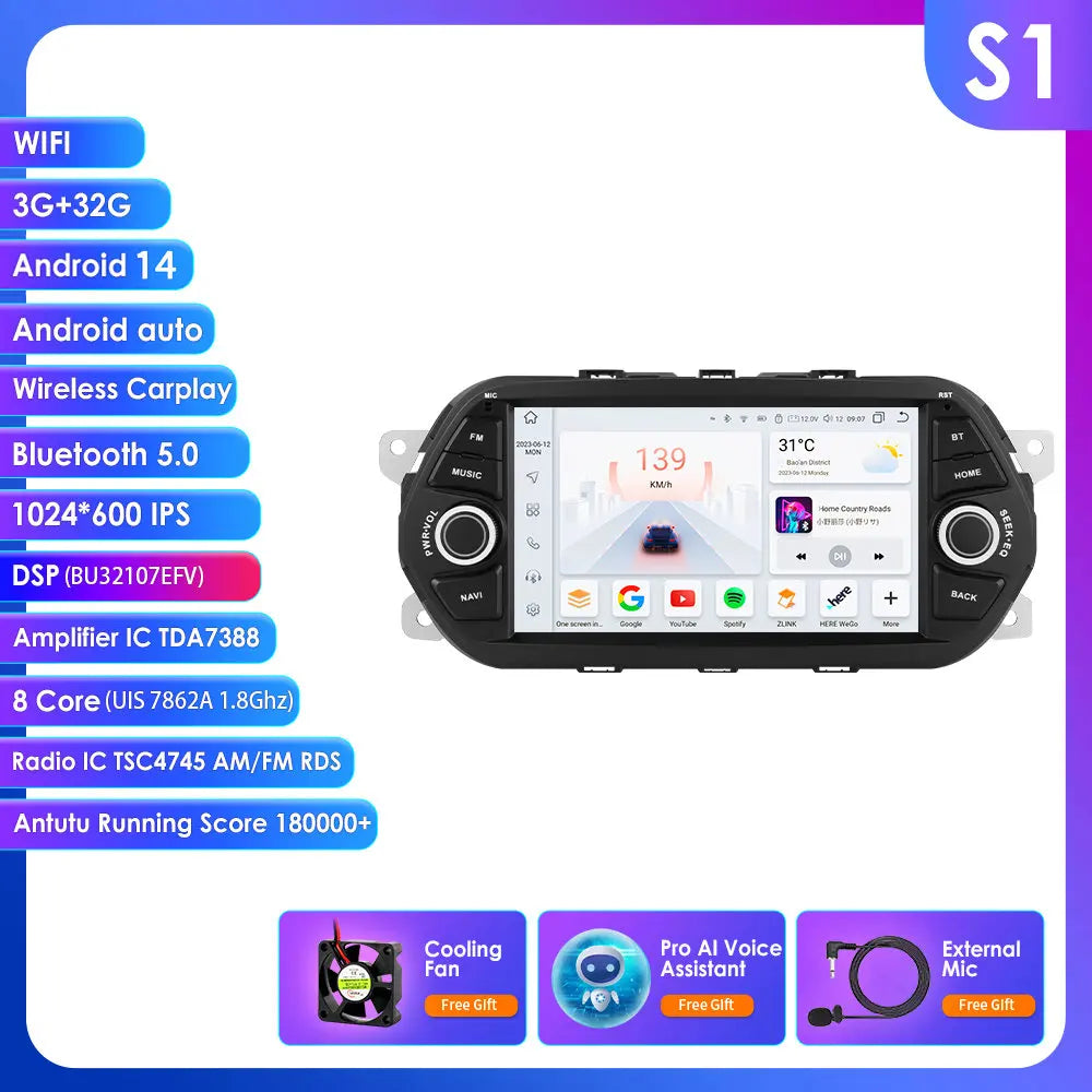Autonieuwsysteem – Android Autoradio – Multimedia Speler – 2DIN Headunit – Touchscreen – 7 Inch HD Scherm – GPS Navigatie – 4G Connectiviteit - QUORE