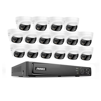 16-kanaals 4K Beveiligingsset – IP Camera Set – CCTV Systeem – Surveillance Cameras – Veiligheidssysteem – 16x 8MP Dual-Lens Camera’s – PoE NVR met Nachtzicht en Alarm