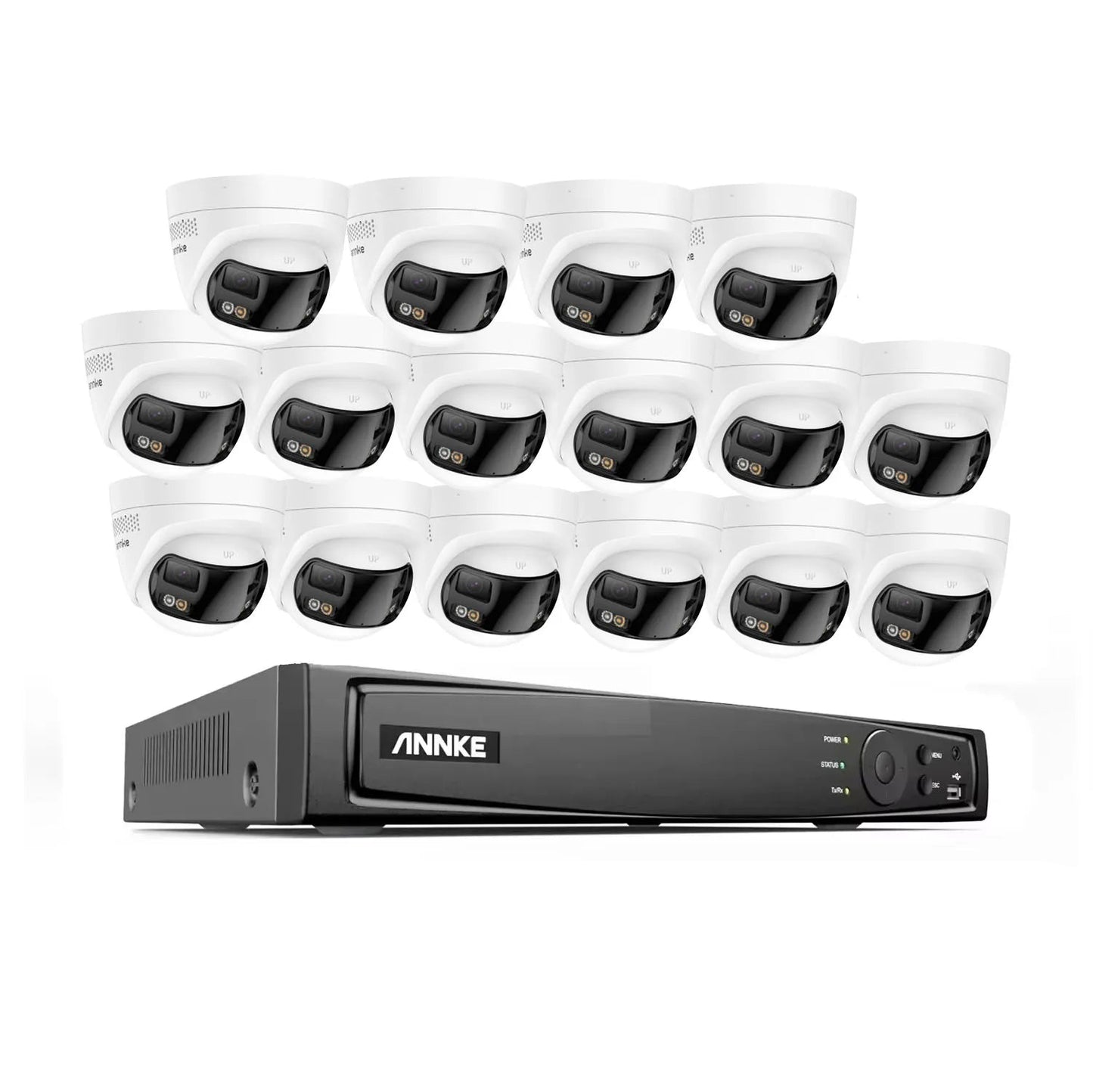 16-Kanaals Beveiligingscamera Set – IP Camera – Camerabewaking – CCTV Systeem – Beveiligingscamera Outdoor – 180° Ultra-Wide Dual-Lens – 8MP 4K Resolutie