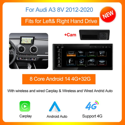 10,25" Android 14 Autoradio – Multimedia Speler – Touchscreen Navigatie – 2DIN Auto Radio – Wireless CarPlay Android Auto – 6GB RAM 32GB Opslag – Bluetooth Handsfree - QUORE