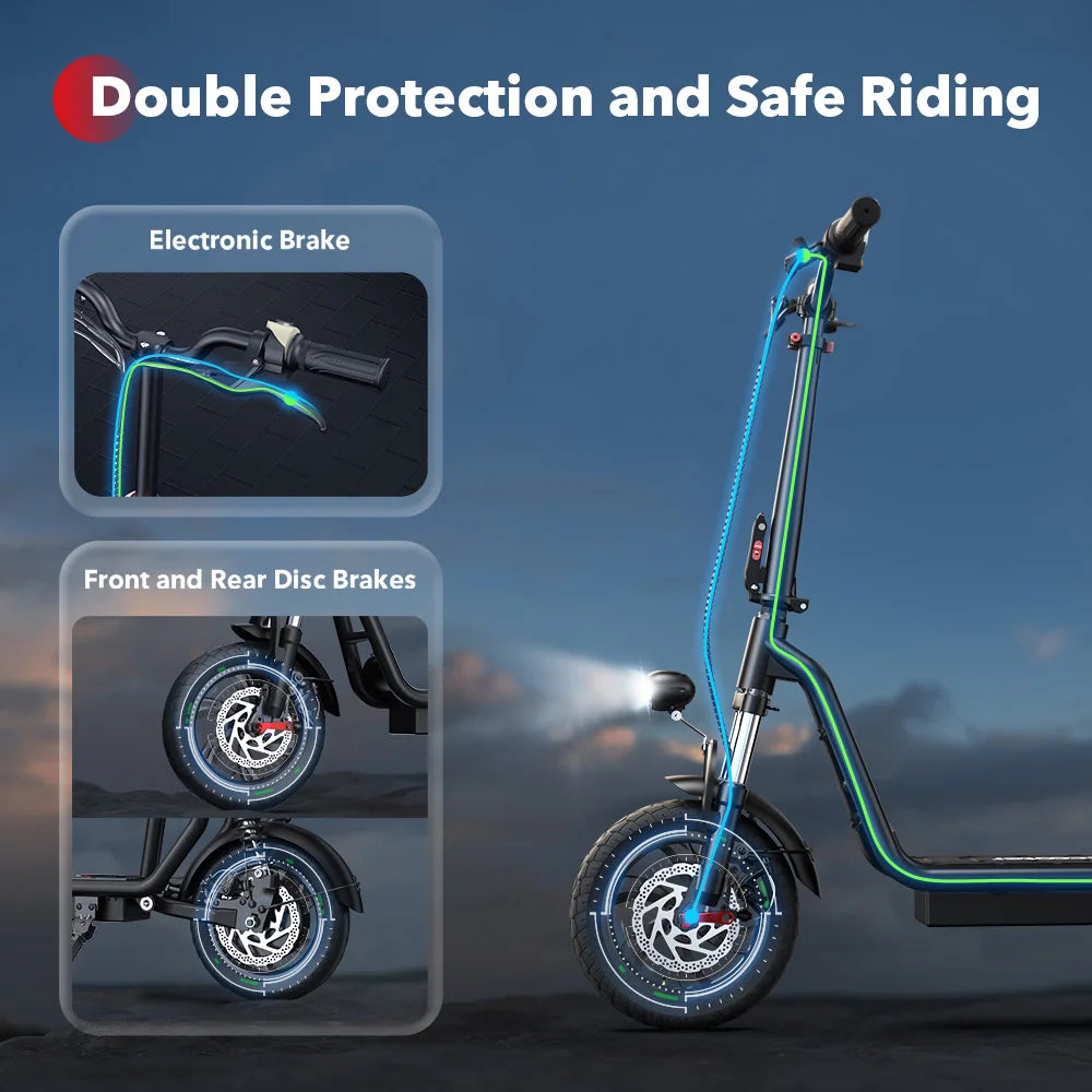 Scooter - Elektrische Step - E-Scooter - Opvouwbare - met Koplampen - Achterlichten - Mand - Verstelbare Stoel - 12 Inch - 7.5Ah - 500W - 36V - 35km/h - 115 x 125 cm - Zwart