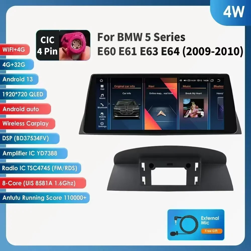 Android 14 Autorradio – Multimedia Systeem – Navigatie Radio – Auto Entertainment – BMW 3- & 5-Serie E92 05-08 – 10,25 Inch QLED Touchscreen – Draadloos CarPlay & Android Auto