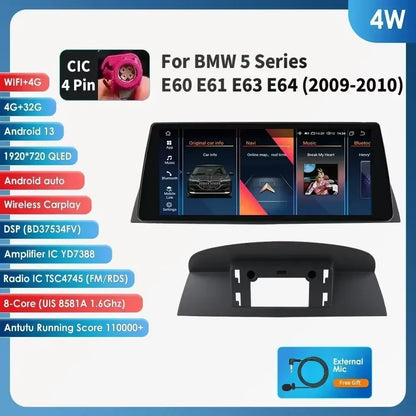 Android 14 Autorradio – Multimedia Systeem – Navigatie Radio – Auto Entertainment – BMW 3- & 5-Serie E92 05-08 – 10,25 Inch QLED Touchscreen – Draadloos CarPlay & Android Auto