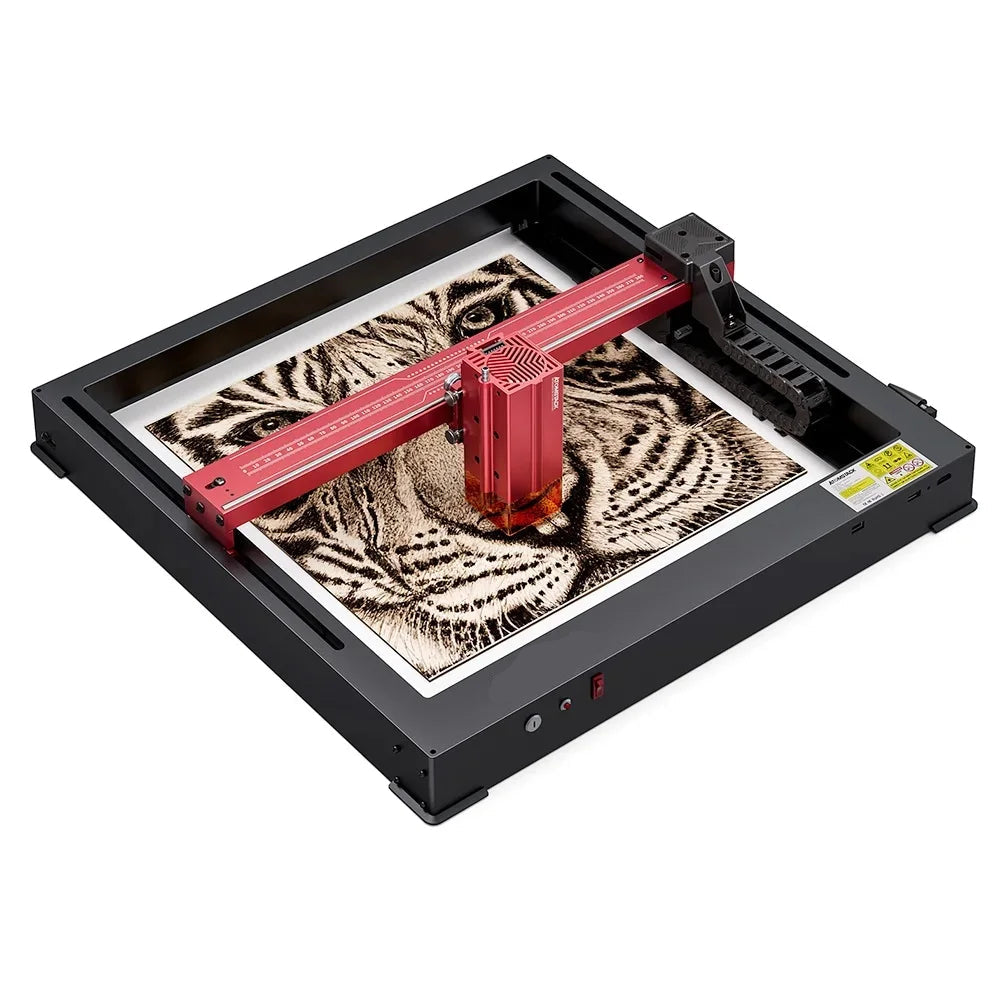 Lasergraveermachine - Graveermachine - Graveerder - Graveerapparaat - met Vaste Focus - 0.02mm Gravure Precisie - 600 mm/s Snelheid - 32-bit Moederbord - Cross Laser Positionering - APP- controle - Unibody Frame - 12W -  365 x 305 mm - Zwart