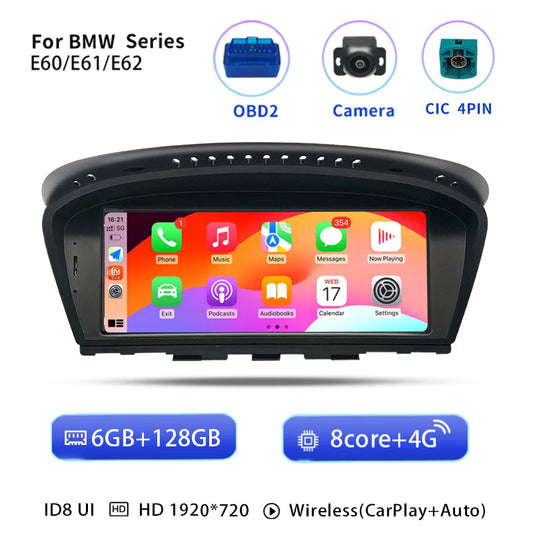 Multimedia Unit BMW – Draadloze CarPlay – Android Multimedia Systeem – Auto Radio Navigatie – Touchscreen Display – 8,8 Inch Scherm – 128 GB ROM & 4G Verbinding