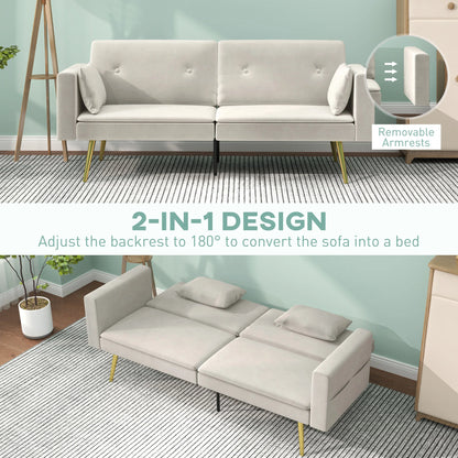 2-Zits Slaapbank – Bedbank – Slaapbankje – Sofa Bed – Compact Formaat – Verstelbare Rugleuning – Velvet Materiaal