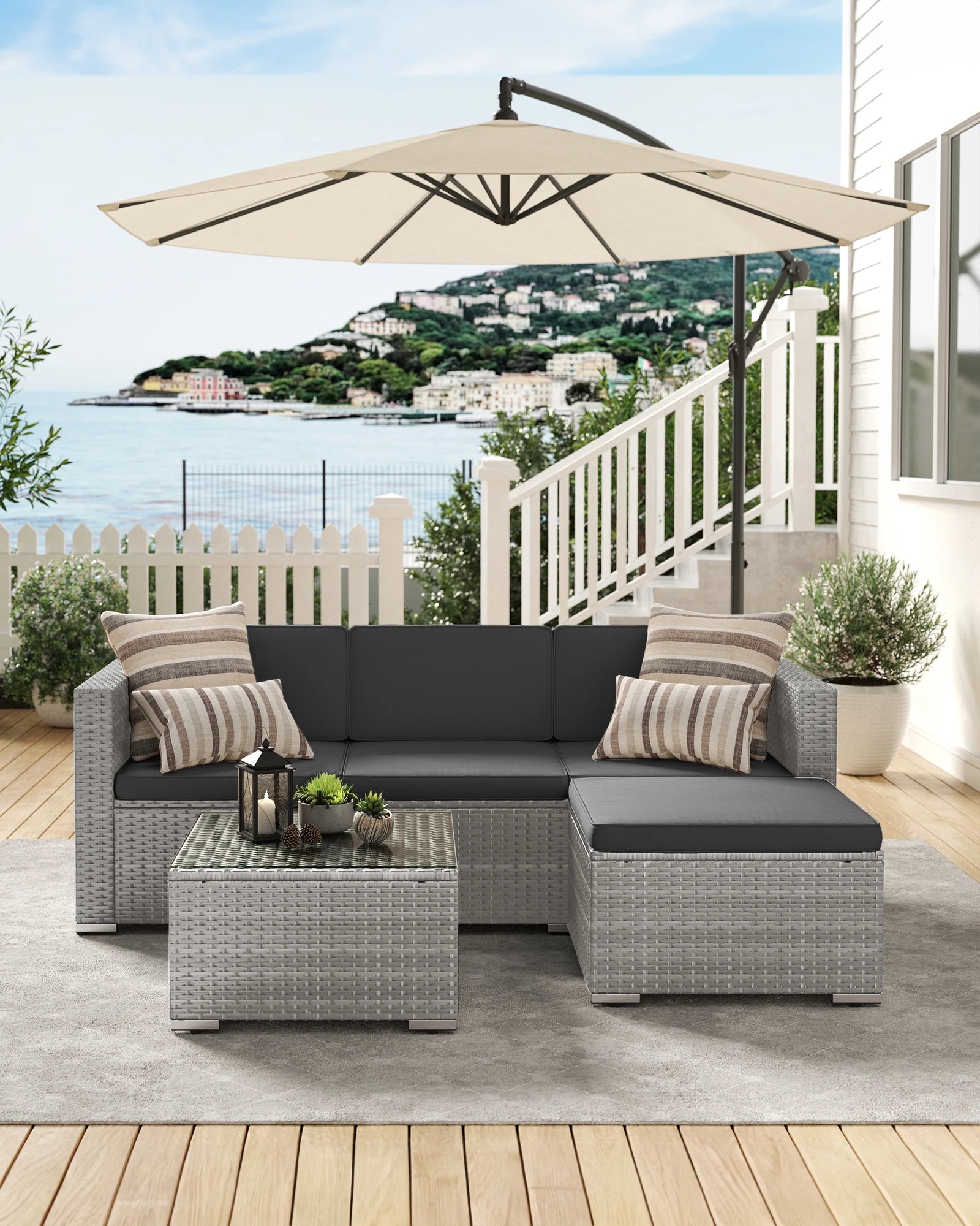 Tuinmeubelset – Tuinset – Loungeset – Buitenmeubels – Terrasmeubilair – 6 Cm Kussendikte – Gepoedercoat Stalen Frame - QUORE