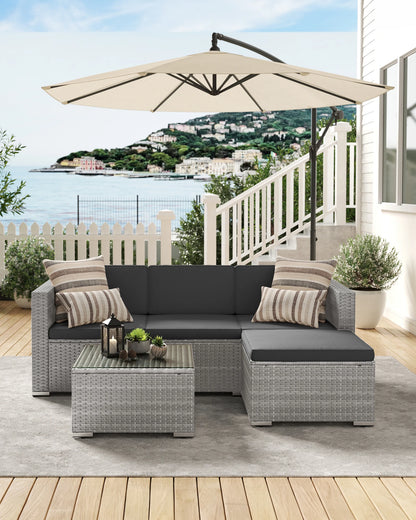 Tuinmeubelset – Tuinset – Loungeset – Buitenmeubels – Terrasmeubilair – 6 Cm Kussendikte – Gepoedercoat Stalen Frame - QUORE