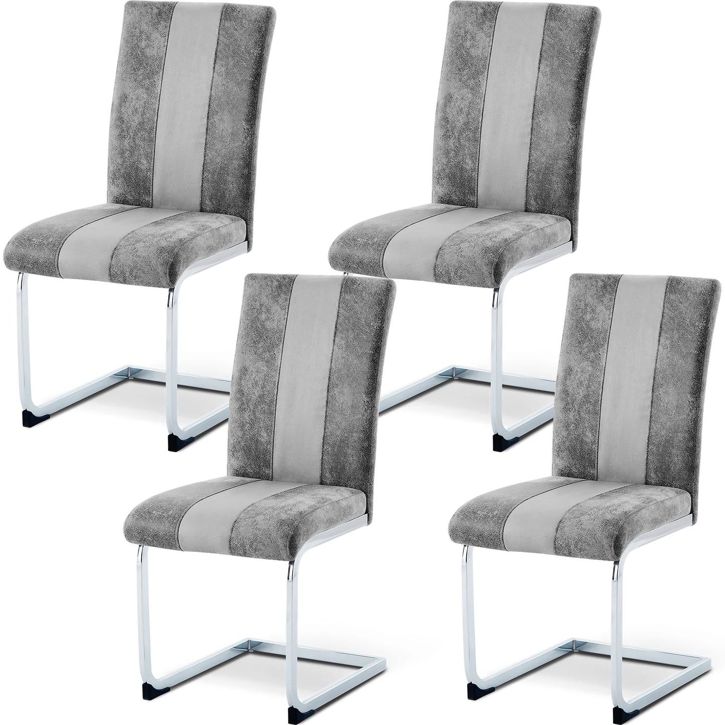 JYMTOM Dining Room Chairs Faux Leather Cantilever Swing Chairs Kitchen Chairs with High Backrest Chrome-Plated Metal Frame - QUORE