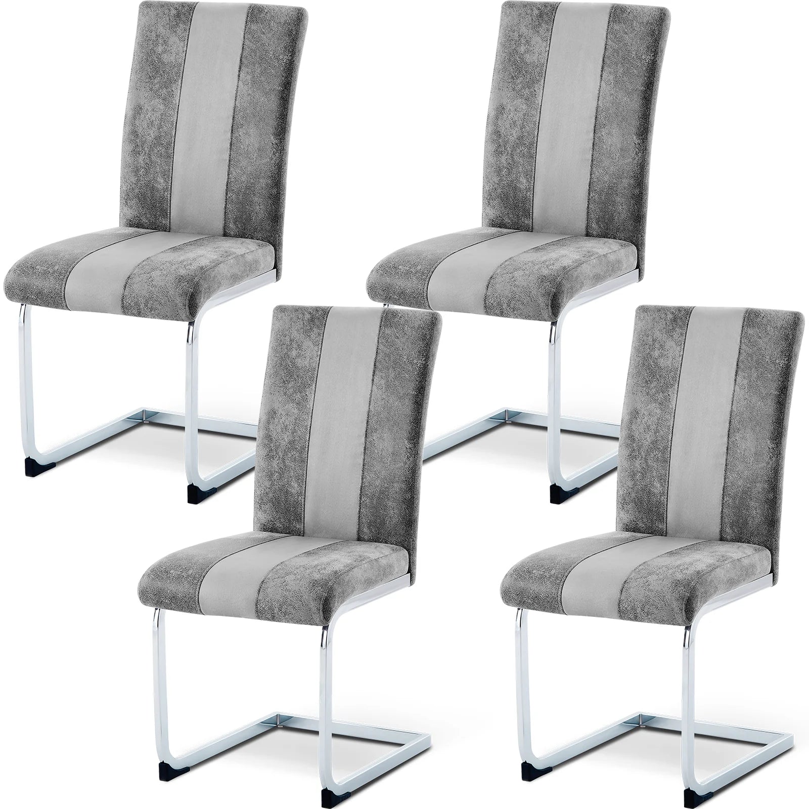 JYMTOM Dining Room Chairs Faux Leather Cantilever Swing Chairs Kitchen Chairs with High Backrest Chrome-Plated Metal Frame - QUORE