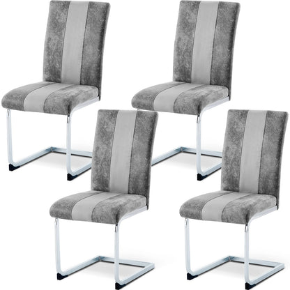 JYMTOM Dining Room Chairs Faux Leather Cantilever Swing Chairs Kitchen Chairs with High Backrest Chrome-Plated Metal Frame - QUORE