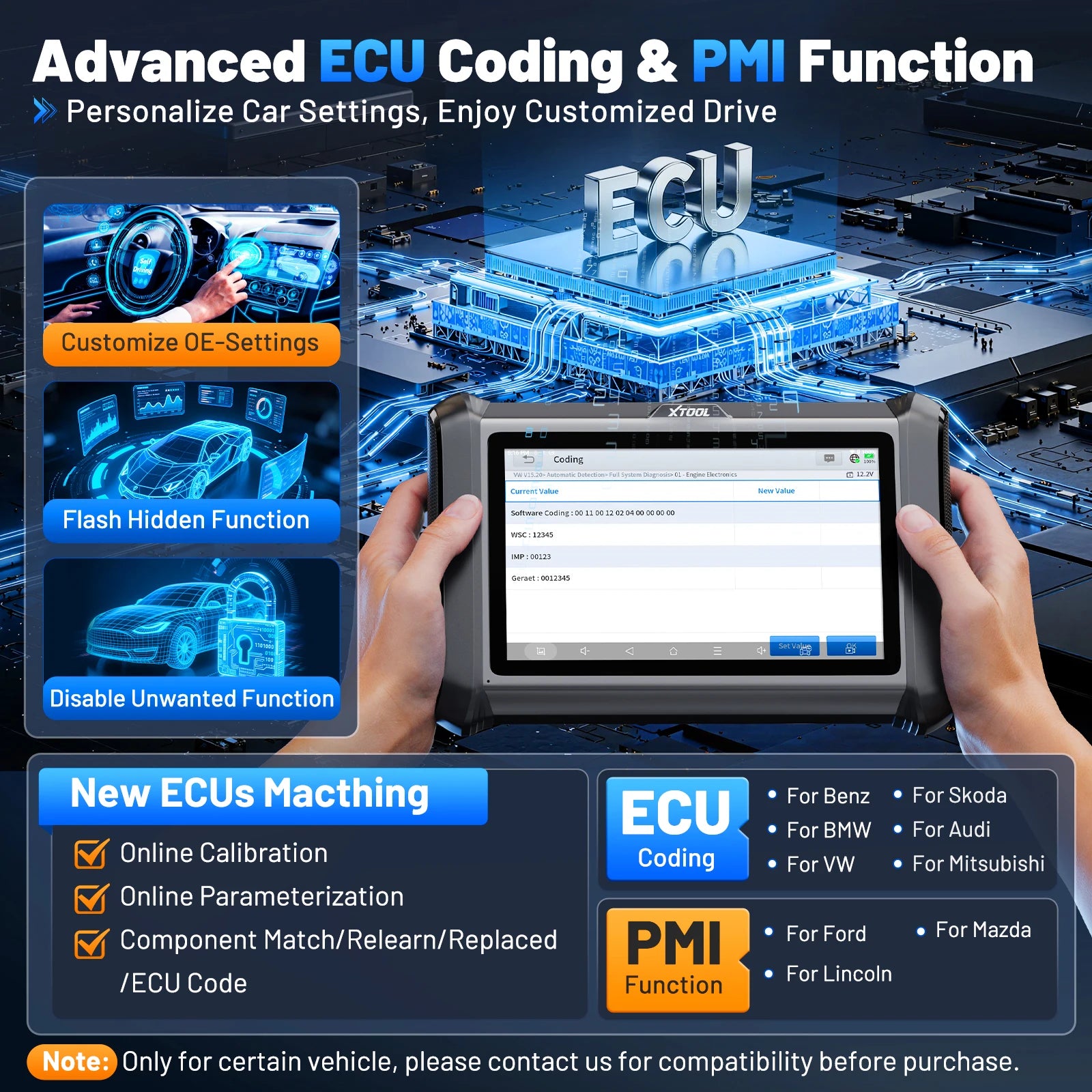 OBD2 Scanner – Autodiagnose Apparaat – Foutcode Uitlezer – Diagnosetool Garage – Diagnose Scanner – 7 Inch Touchscreen – Geavanceerde ECU Codering - QUORE