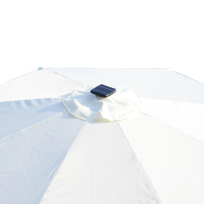 Tuinparasol – Zweefparasol - Achthoekige Terrasparasol – Zonne-energie Parasol – Buitenparasol – Polyester Doek – 24 LED Lampjes – Kantelbaar Design