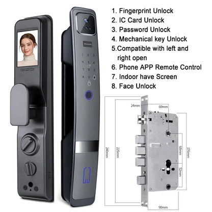 Slimme Deurslot – Elektronisch Slot – Digitale Deurslot – Veiligheidsslot – Gezichtsherkenning – Wifi HD Videodeurbel - Gezichtsherkenning - 24x240