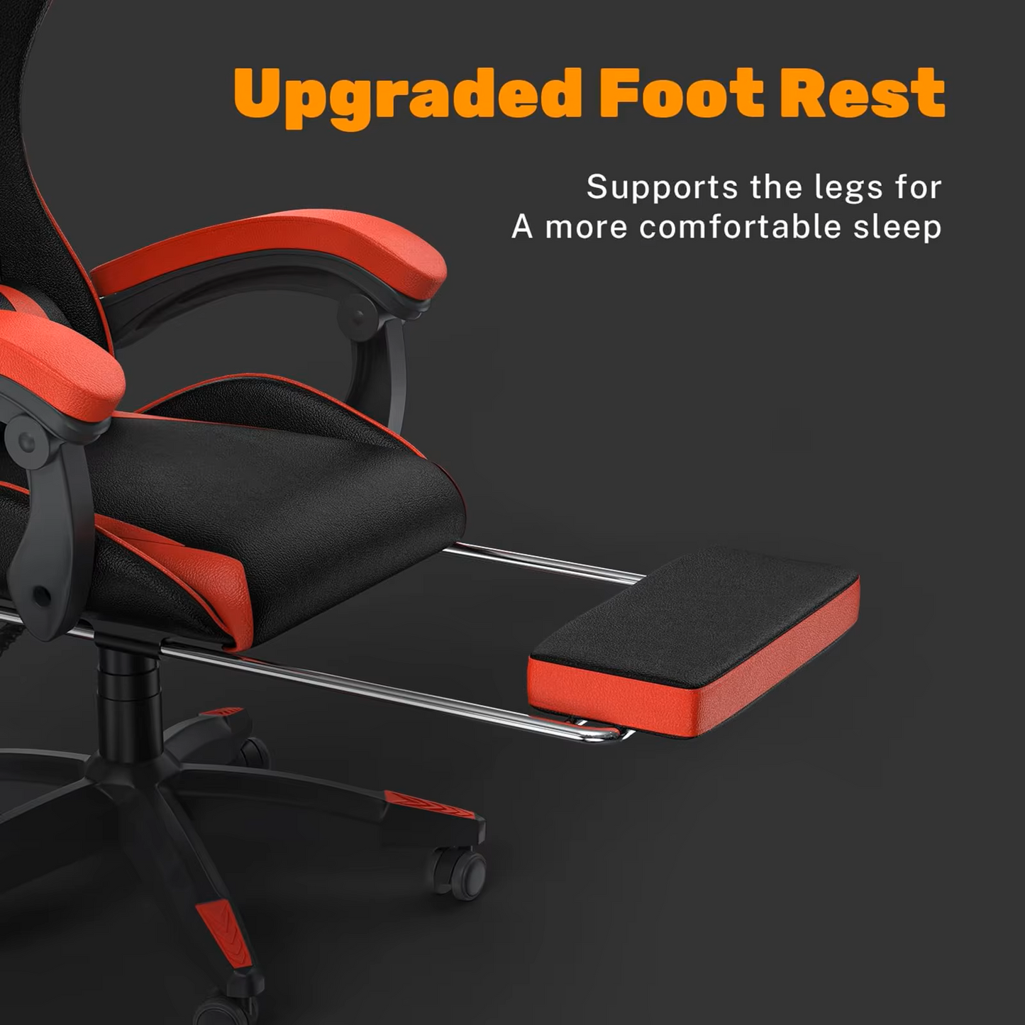 Gaming Stoel - Bureaustoel - Swivel Stoel - met Voetsteun - Hoofdsteun - Verstelbare - Rugleuning - Lendenkussen - Ergonomische - Draaibare - 68 x 50 x 122-144 cm - Rood