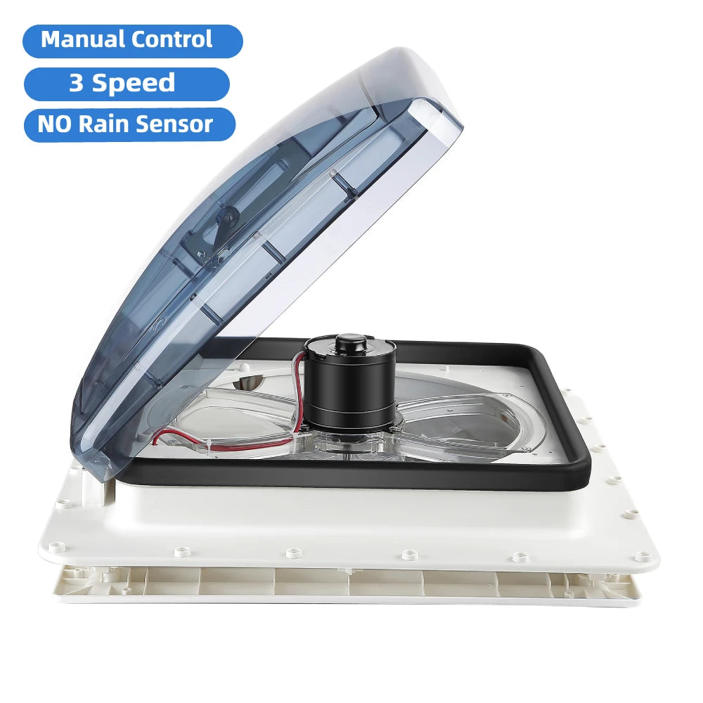 Ventilator Camper – Dakventilator – Caravan Ventilator – RV Ventilator – Motorhome Ventilator – 3 Snelheden Met Afstandsbediening – Automatische Regensensor – 12V Elektrisch – 40x40 cm Dakopening