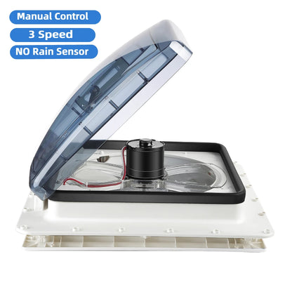 Ventilator Camper – Dakventilator – Caravan Ventilator – RV Ventilator – Motorhome Ventilator – 3 Snelheden Met Afstandsbediening – Automatische Regensensor – 12V Elektrisch – 40x40 cm Dakopening