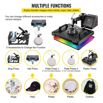Warmtepers – Hittepers – Transferpers – Textielpers – 30x38 Cm Werkoppervlak – Digitale Temperatuurregeling - QUORE